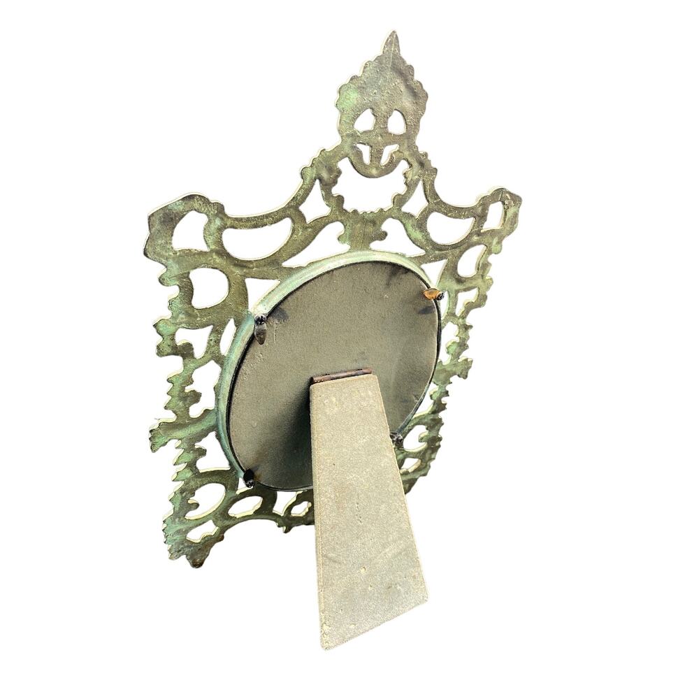 Vtg antique wrought Iron Oval Photo Frame - Picture 3 of 5